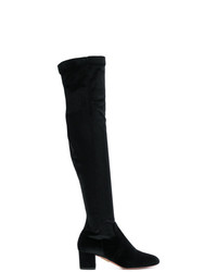 schwarze Overknee Stiefel aus Wildleder von Aquazzura