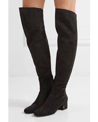 schwarze Overknee Stiefel aus Wildleder von Saint Laurent