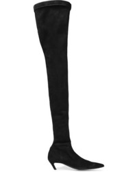 schwarze Overknee Stiefel aus Wildleder von Balenciaga