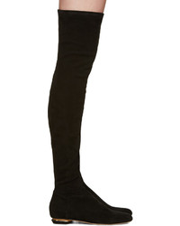 schwarze Overknee Stiefel aus Wildleder von Nicholas Kirkwood