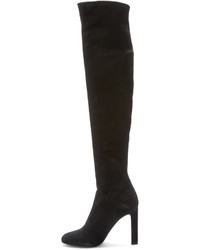 schwarze Overknee Stiefel aus Wildleder von Saint Laurent