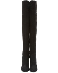 schwarze Overknee Stiefel aus Wildleder von Saint Laurent