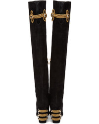 schwarze Overknee Stiefel aus Wildleder von Dolce & Gabbana
