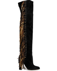 schwarze Overknee Stiefel aus Wildleder von Brian Atwood