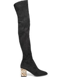 schwarze Overknee Stiefel aus Wildleder von Burberry