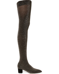 schwarze Overknee Stiefel aus Wildleder von Charlotte Olympia