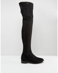 schwarze Overknee Stiefel aus Wildleder von Asos