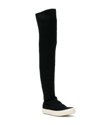 schwarze Overknee Stiefel aus Wildleder von Rick Owens DRKSHDW