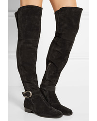 schwarze Overknee Stiefel aus Wildleder von Gucci