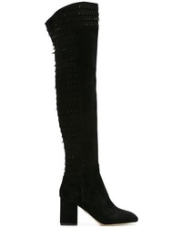 schwarze Overknee Stiefel aus Wildleder von Elie Saab