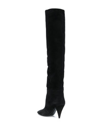 schwarze Overknee Stiefel aus Wildleder von Saint Laurent