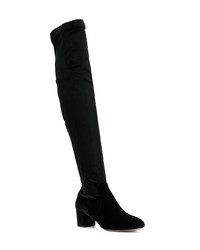 schwarze Overknee Stiefel aus Wildleder von Aquazzura