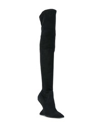 schwarze Overknee Stiefel aus Wildleder von Salvatore Ferragamo
