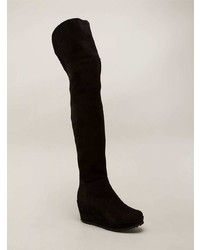 schwarze Overknee Stiefel aus Wildleder von Pedro Garcia
