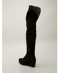 schwarze Overknee Stiefel aus Wildleder von Pedro Garcia