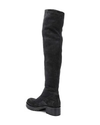 schwarze Overknee Stiefel aus Wildleder von Strategia