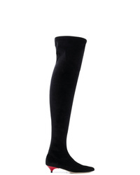 schwarze Overknee Stiefel aus Wildleder von Gia Couture