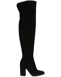 schwarze Overknee Stiefel aus Wildleder von Gianvito Rossi
