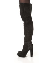 schwarze Overknee Stiefel aus Wildleder von Alice + Olivia