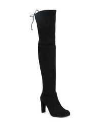 schwarze Overknee Stiefel aus Wildleder von Stuart Weitzman