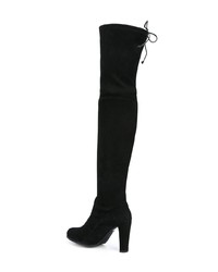 schwarze Overknee Stiefel aus Wildleder von Stuart Weitzman