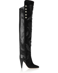 schwarze Overknee Stiefel aus Wildleder von Isabel Marant