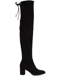 schwarze Overknee Stiefel aus Wildleder von Jean-Michel Cazabat