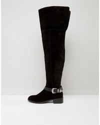 schwarze Overknee Stiefel aus Wildleder von Asos