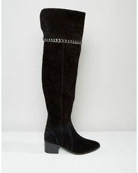 schwarze Overknee Stiefel aus Wildleder von Asos