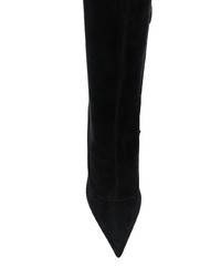 schwarze Overknee Stiefel aus Wildleder von Sergio Rossi