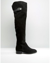 schwarze Overknee Stiefel aus Wildleder von Asos