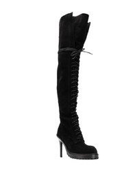 schwarze Overknee Stiefel aus Wildleder von Ann Demeulemeester