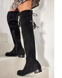 schwarze Overknee Stiefel aus Wildleder von Lascana