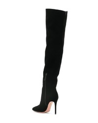 schwarze Overknee Stiefel aus Wildleder von Aquazzura