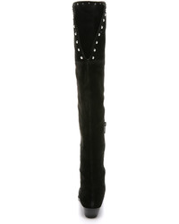 schwarze Overknee Stiefel aus Wildleder von Marc by Marc Jacobs