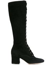 schwarze Overknee Stiefel aus Wildleder von Gianvito Rossi