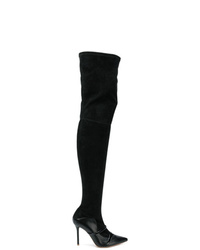 schwarze Overknee Stiefel aus Wildleder von MALONE SOULIERS BY ROY LUWOLT