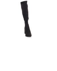 schwarze Overknee Stiefel aus Wildleder von Marco Tozzi