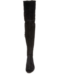 schwarze Overknee Stiefel aus Wildleder von Sigerson Morrison