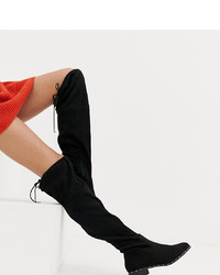 schwarze Overknee Stiefel aus Wildleder von New Look Wide Fit