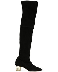 schwarze Overknee Stiefel aus Wildleder von Nicholas Kirkwood