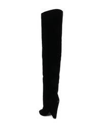 schwarze Overknee Stiefel aus Wildleder von Saint Laurent