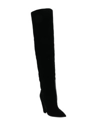 schwarze Overknee Stiefel aus Wildleder von Saint Laurent