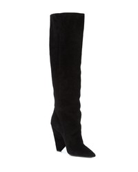 schwarze Overknee Stiefel aus Wildleder von Saint Laurent