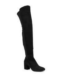 schwarze Overknee Stiefel aus Wildleder von Le Silla