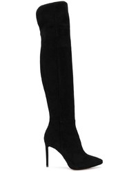 schwarze Overknee Stiefel aus Wildleder von Anna F.
