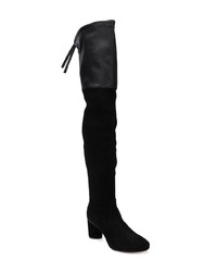 schwarze Overknee Stiefel aus Wildleder von Stuart Weitzman