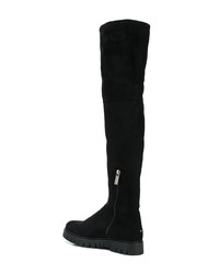 schwarze Overknee Stiefel aus Wildleder von Tommy Jeans