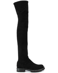 schwarze Overknee Stiefel aus Wildleder von Ermanno Scervino