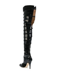 schwarze Overknee Stiefel aus Wildleder von Moschino